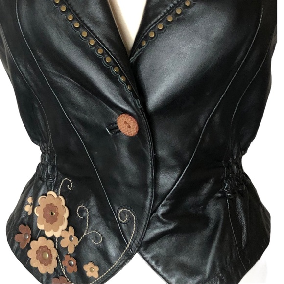 Wilson’s Leather Vest with Suede Flowers Sz S - Picture 3 of 7